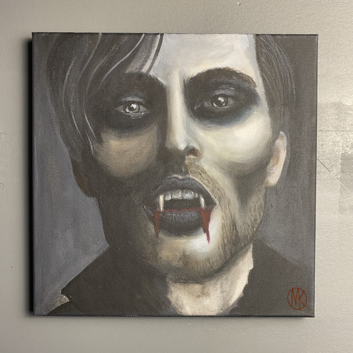 "Adrian Ravenswood" 12"x12" Original Acrylic Painting - Vampires - Portraits of Misfits and Miscreants