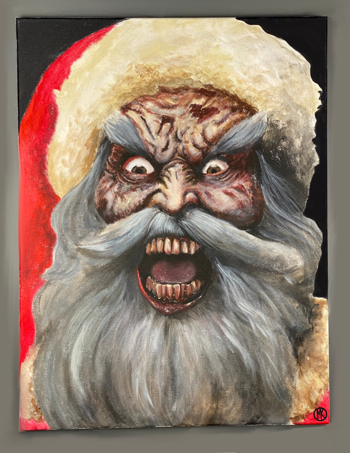 "Angry Santa" 18"x24" Original Acrylic Painting - Portraits of Misfits and Miscreants