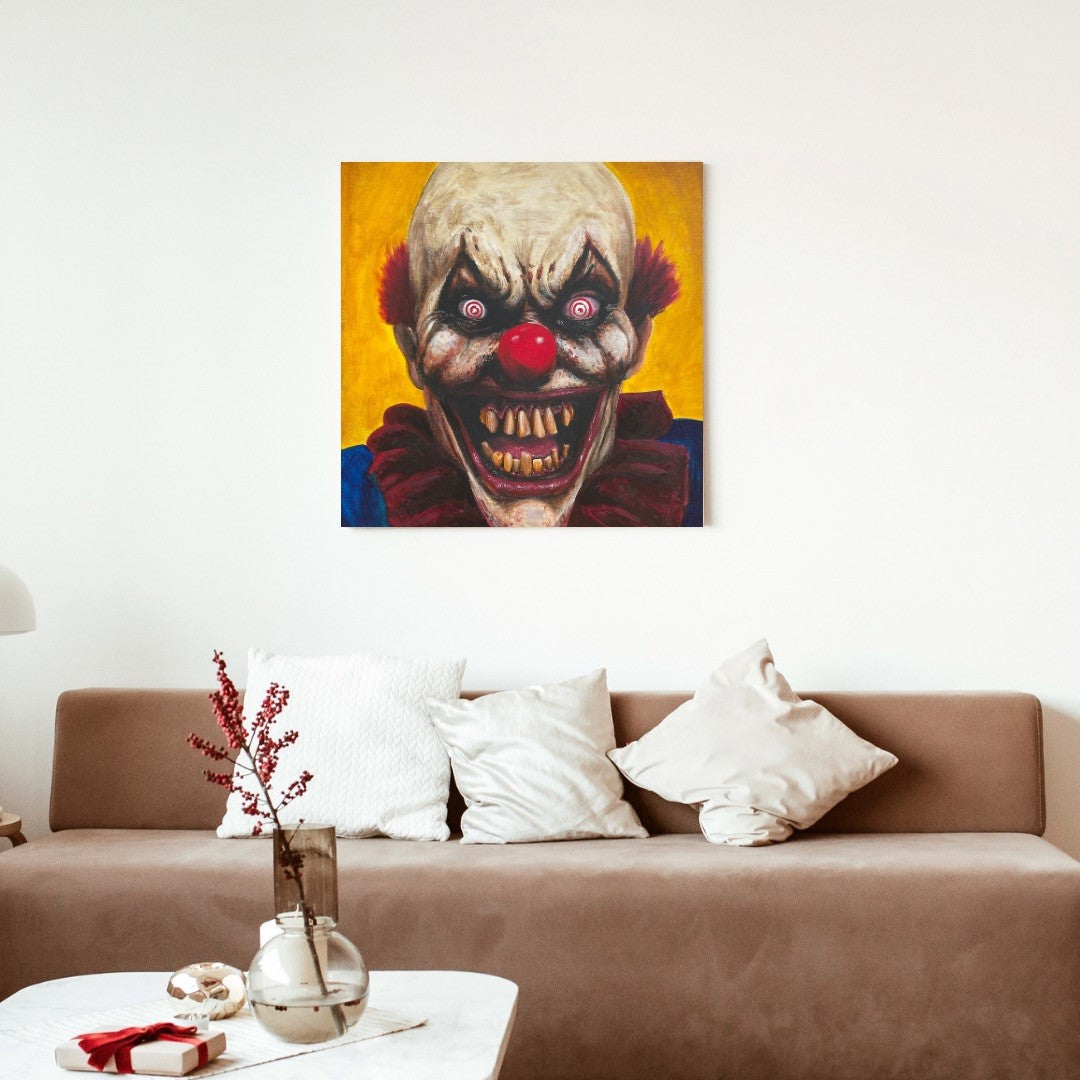 20"x20" Original Acrylic Painting "Bullseye" - Portraits of Misfits and Miscreants - Clown Series One