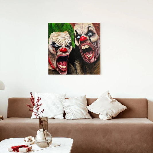 20"x20" Original Acrylic Painting "Buster and Squeaks" - Portraits of Misfits and Miscreants - Clown Series One