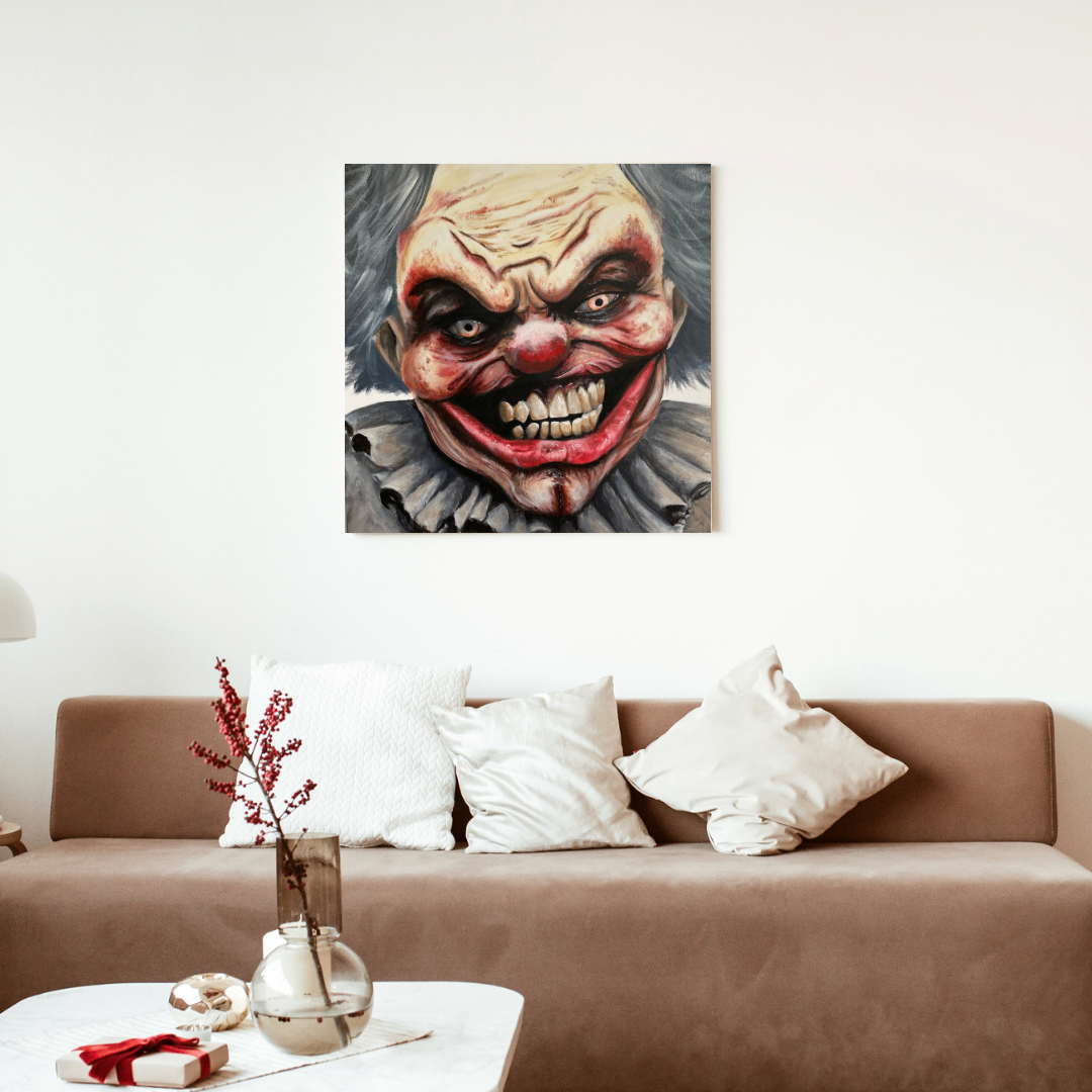 20"x20" Original Acrylic Painting - "JoJo" - Portraits of Misfits and Miscreants - Clown Series One