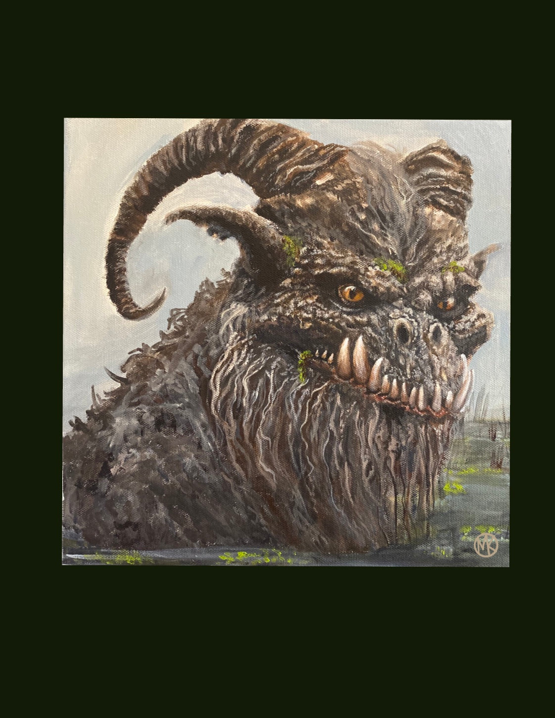 "Muckfang" 12"x12" Original Acrylic Painting - Portraits of Misfits and Miscreants