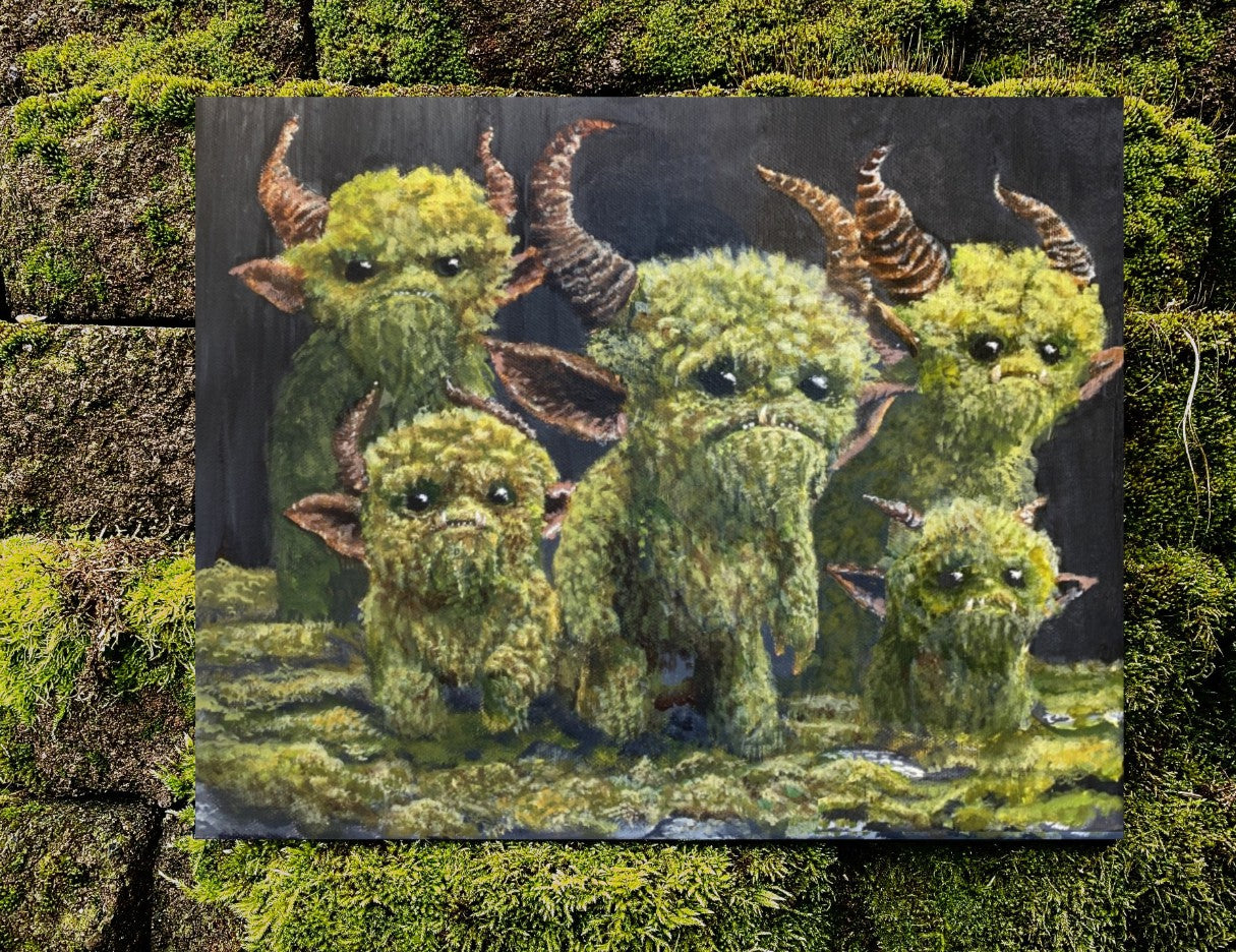 "The Mosslings" 11"x14" Original Acrylic Painting - Portraits of Misfits and Miscreants