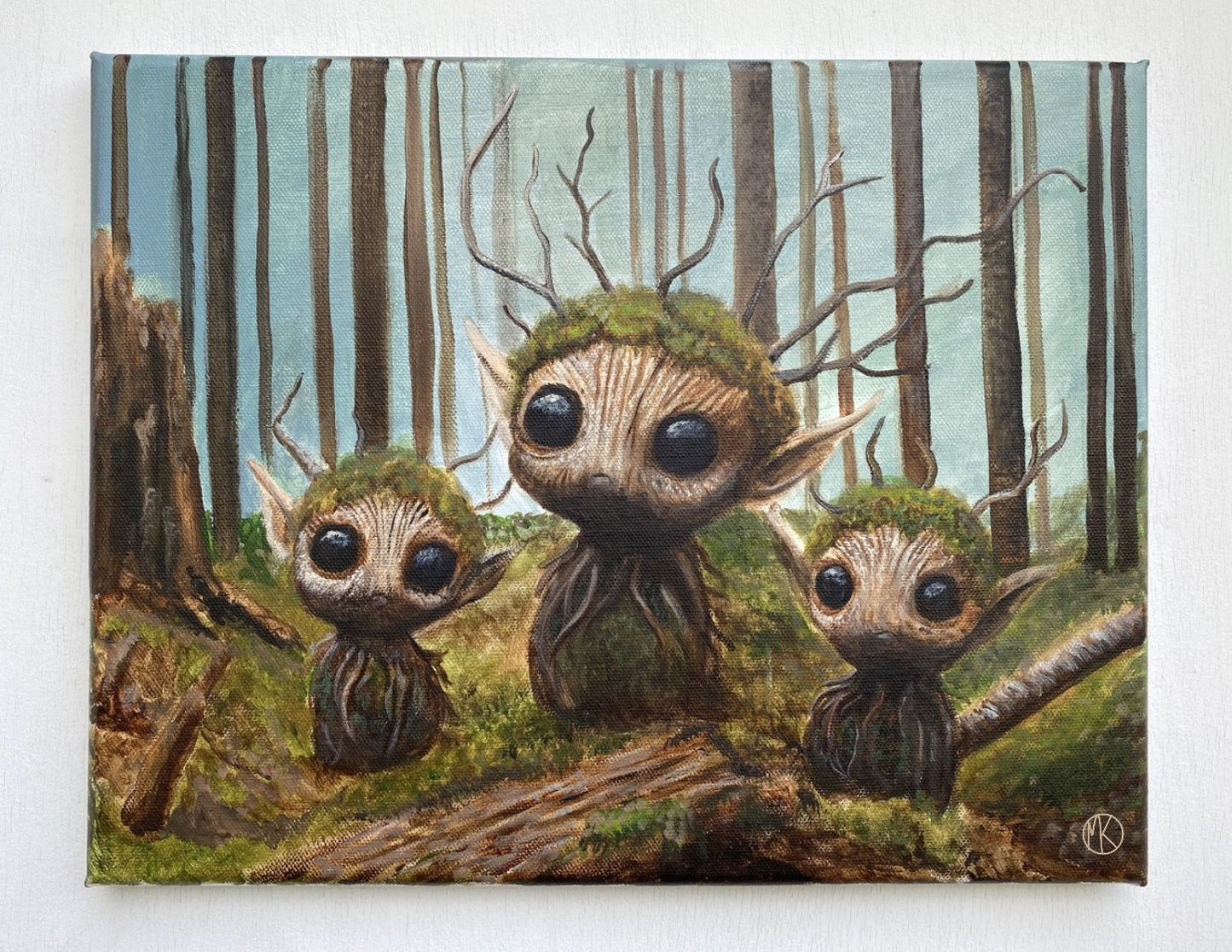 "The Woodlings" 11"x14" Original Acrylic Painting - Portraits of Misfits and Miscreants