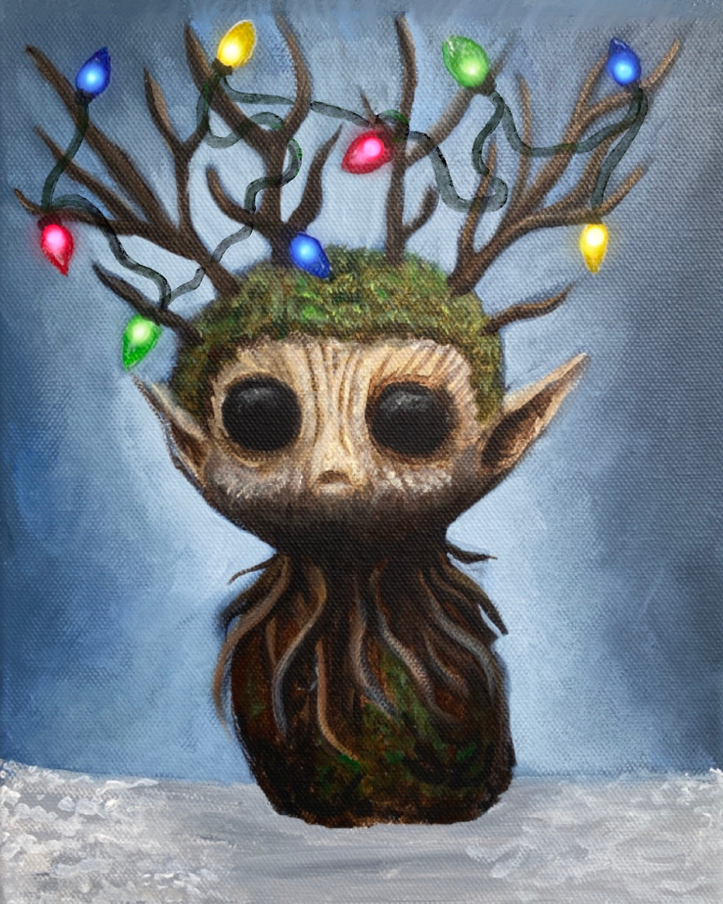 "Twinkling Lights Woodling" 8x10 Original Acrylic Painting