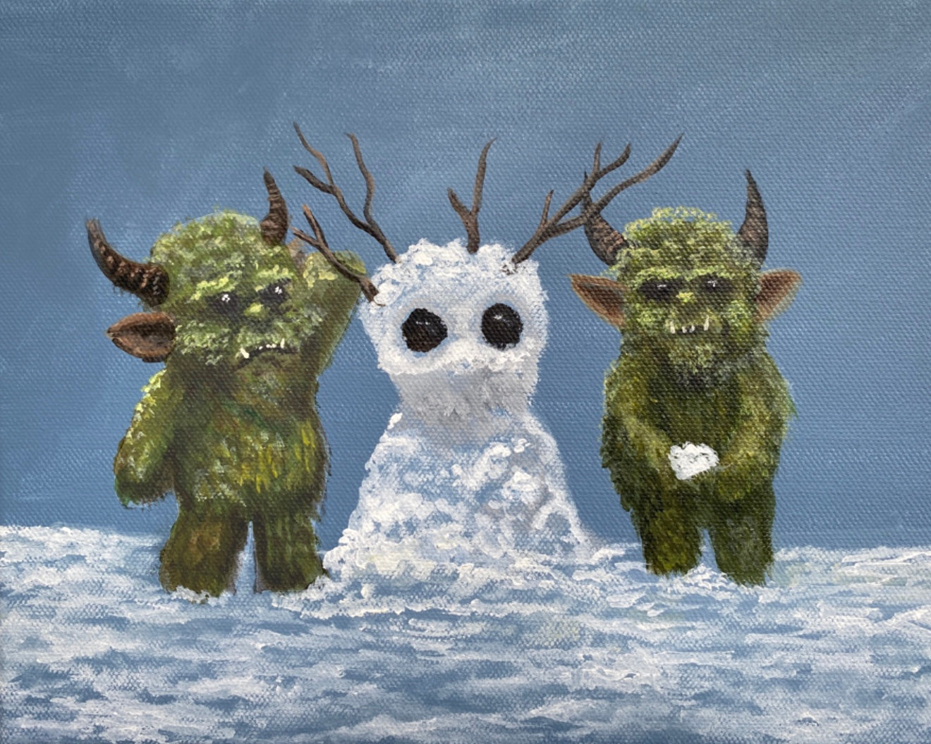 "Do You Want to Build a Woodling-Man?" 8x10 Original Acrylic Painting