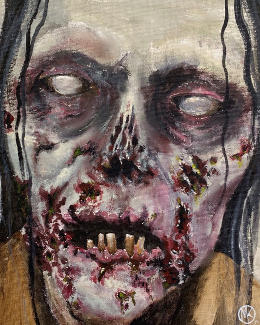 "Leola" the Zombie 8"x10" Original Acrylic Painting - Portraits of Misfits and Miscreants