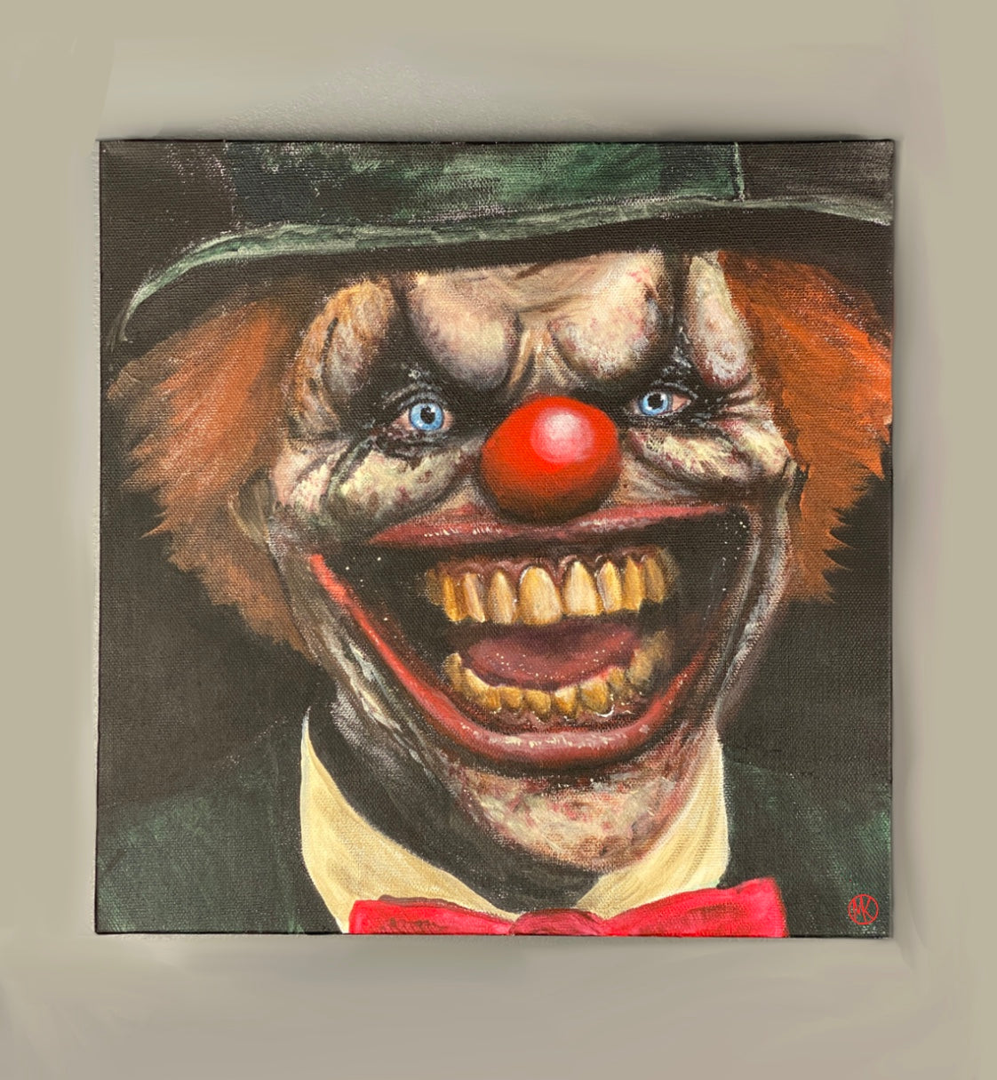 "Buford" the Clown 12"x12" Original Acrylic Painting - Portraits of Misfits and Miscreants