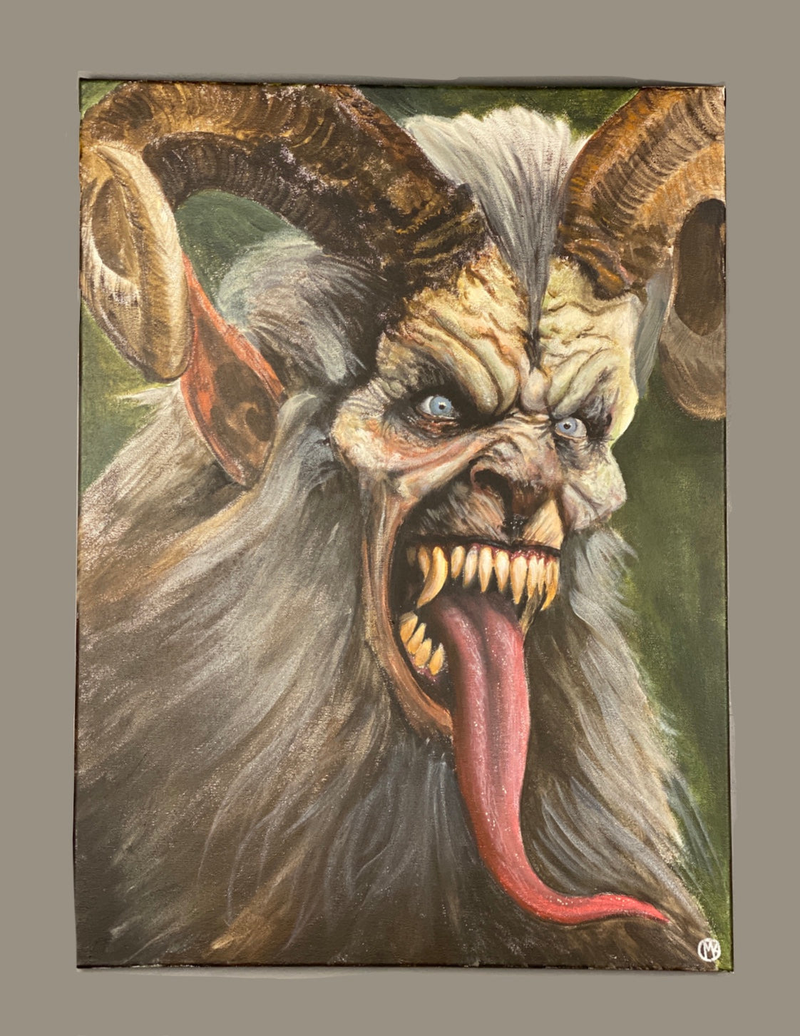 "Krampus" 18"x24" Original Acrylic Painting - Portraits of Misfits and MIscreants