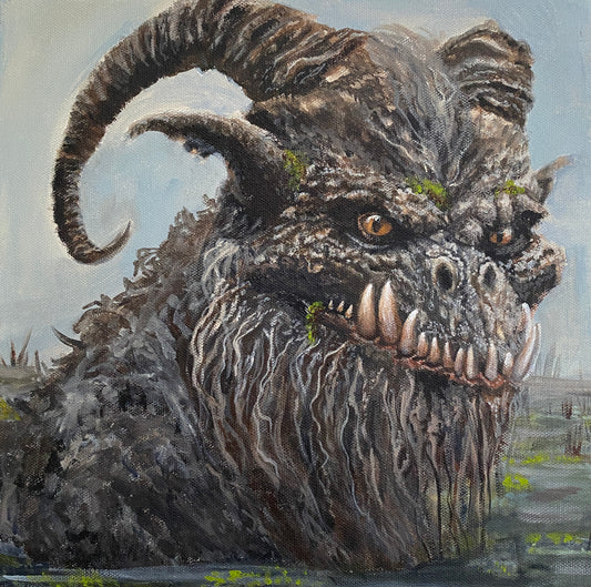 "Muckfang" 12"x12" Original Acrylic Painting - Rune Vale